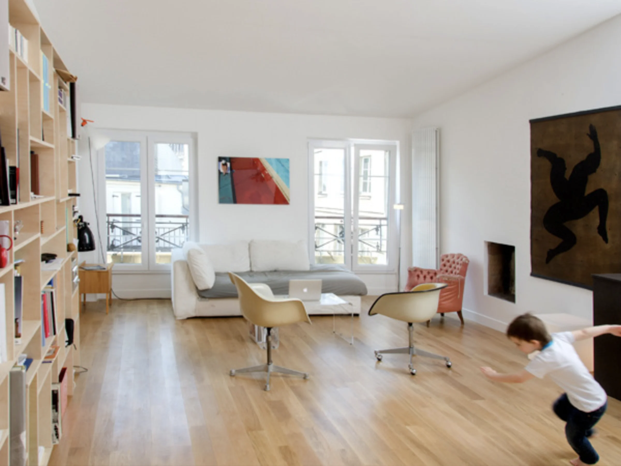 Bright pale-timber apartment in Le Marais